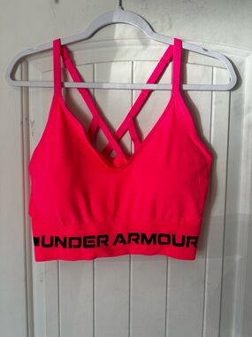 Under Armour Seamless Low Long Sports Bra Neon/Hot Pink Pink XL